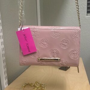 Betsey Johnson Pink Embossed Crossbody Bag